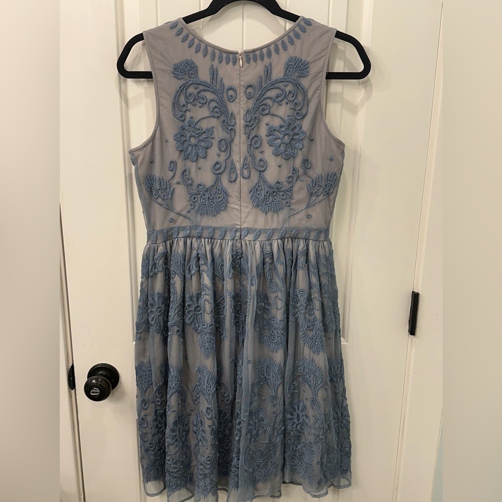 Sundance Embroidered Peri Blue Midi Dress | Sleeveless Fit & Flare Boho 4 - Picture 5 of 5